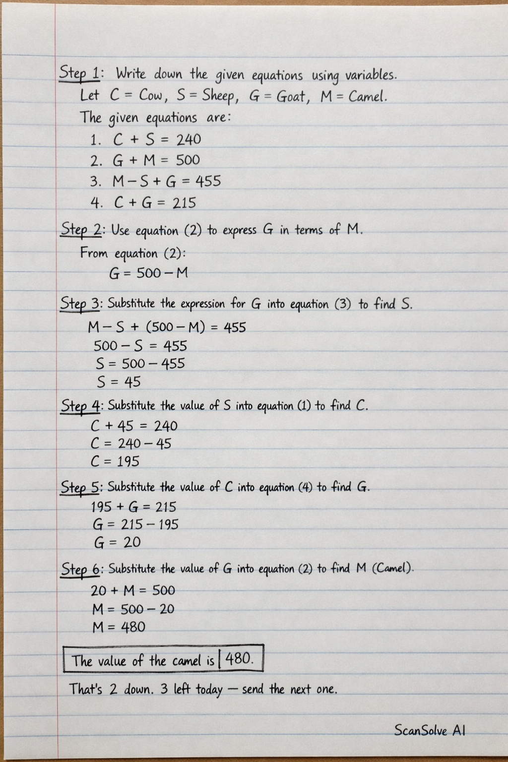 Handwritten step-by-step solution preview