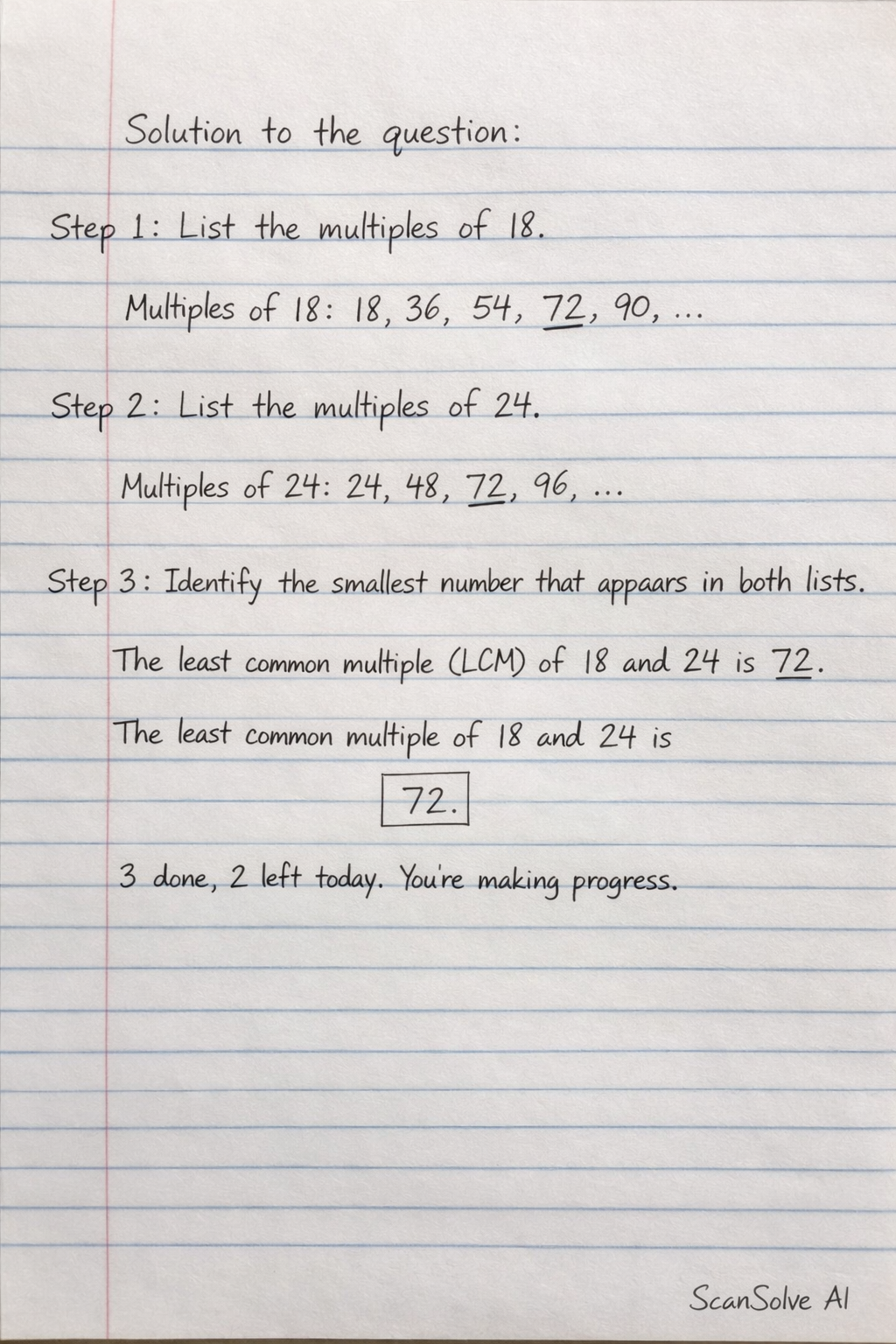 Handwritten step-by-step solution preview