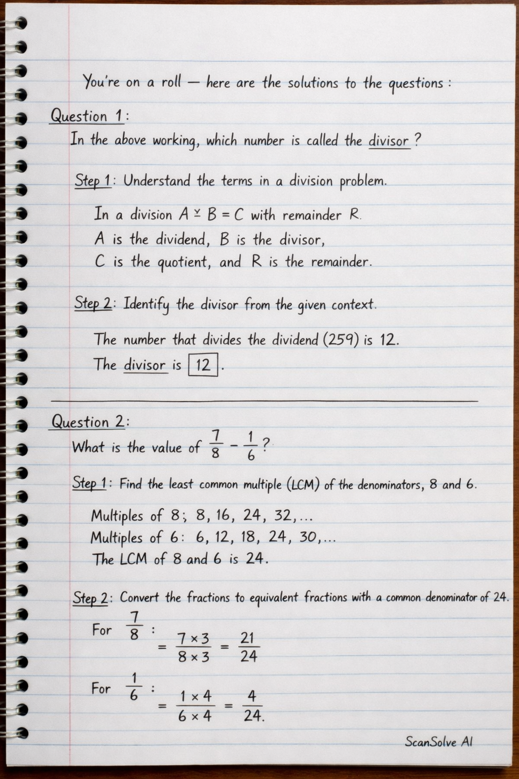 Handwritten step-by-step solution preview