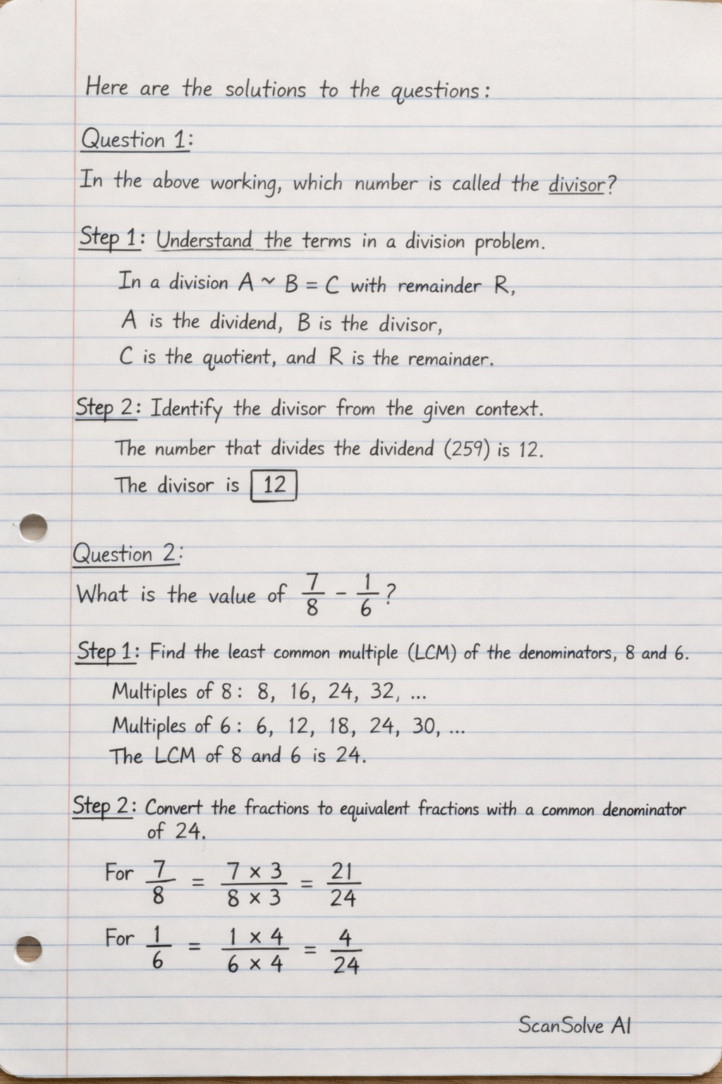 Handwritten step-by-step solution preview