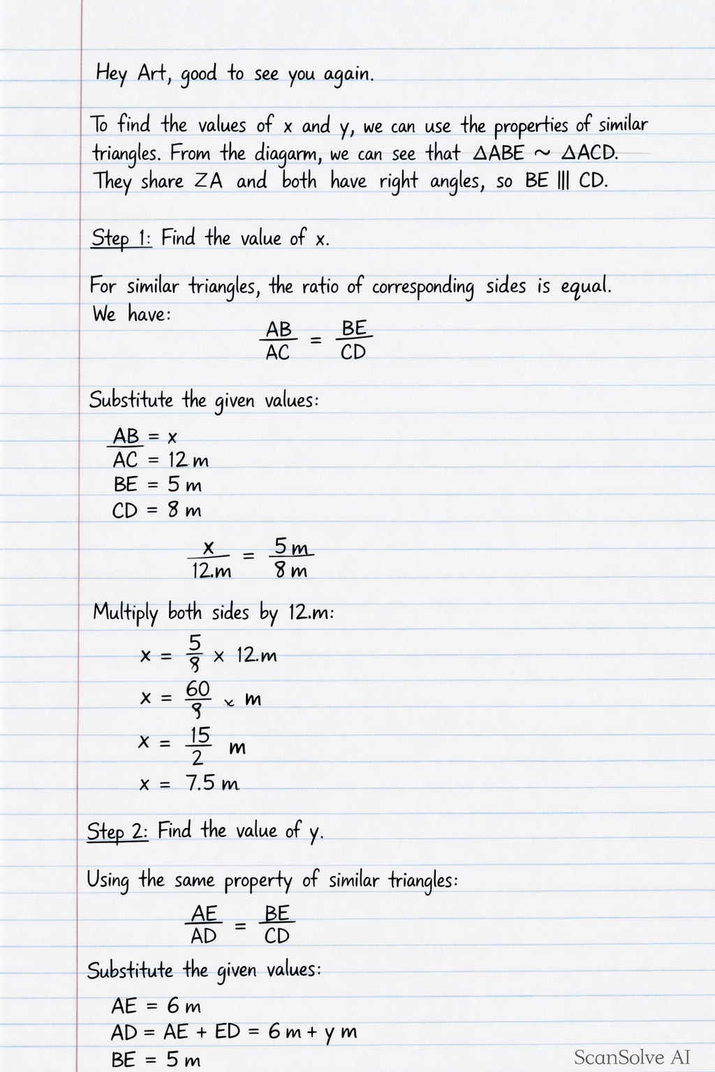 Handwritten step-by-step solution preview