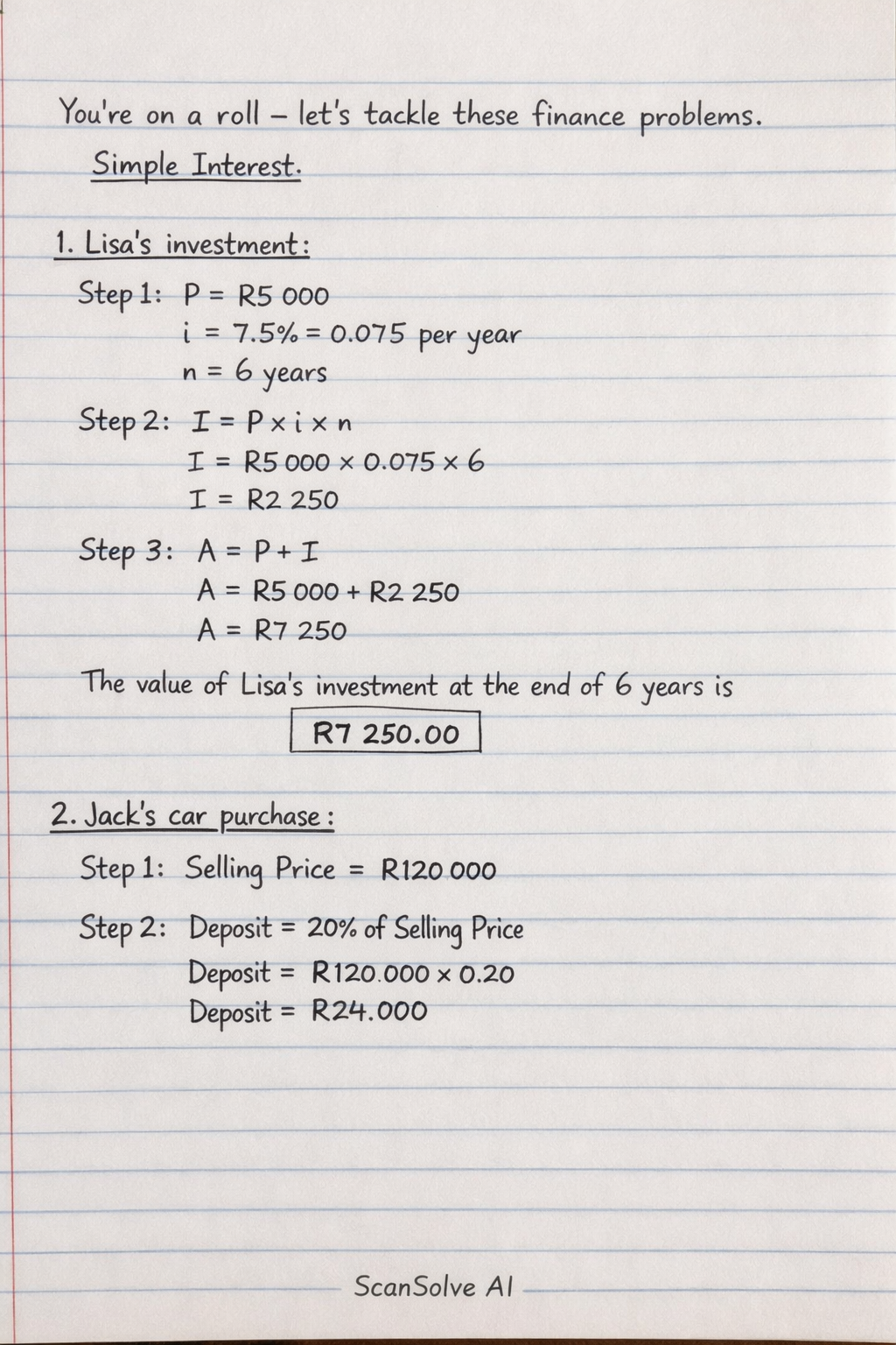 Handwritten step-by-step solution preview