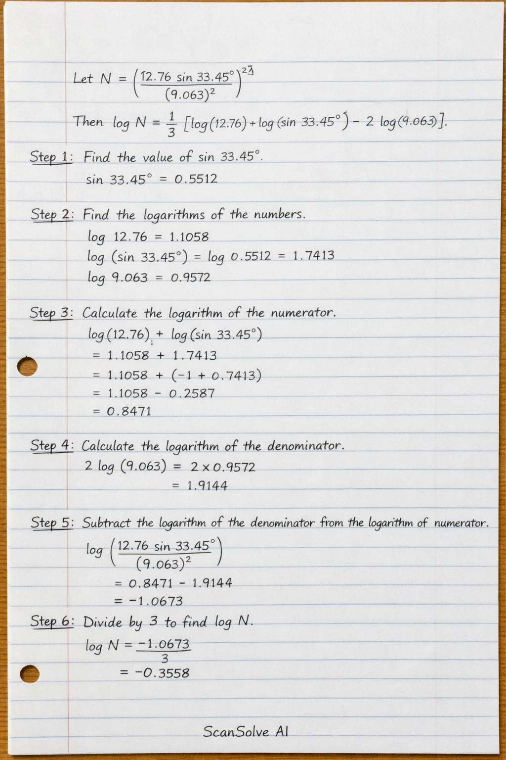 Handwritten step-by-step solution preview