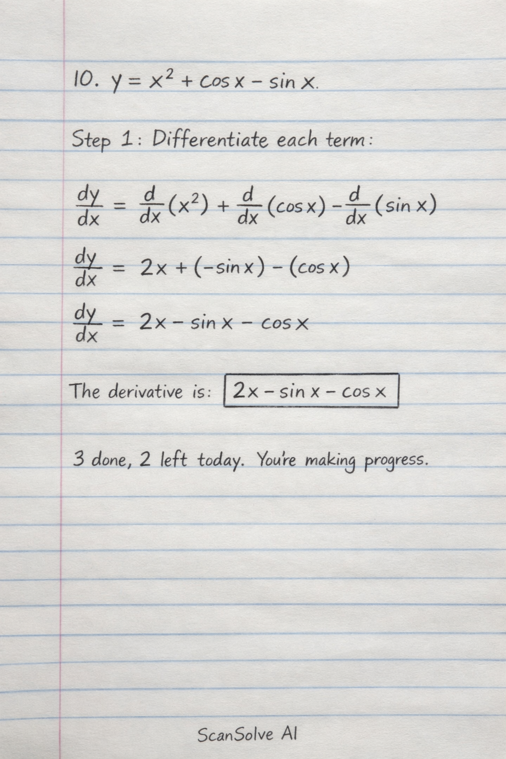 Handwritten step-by-step solution preview