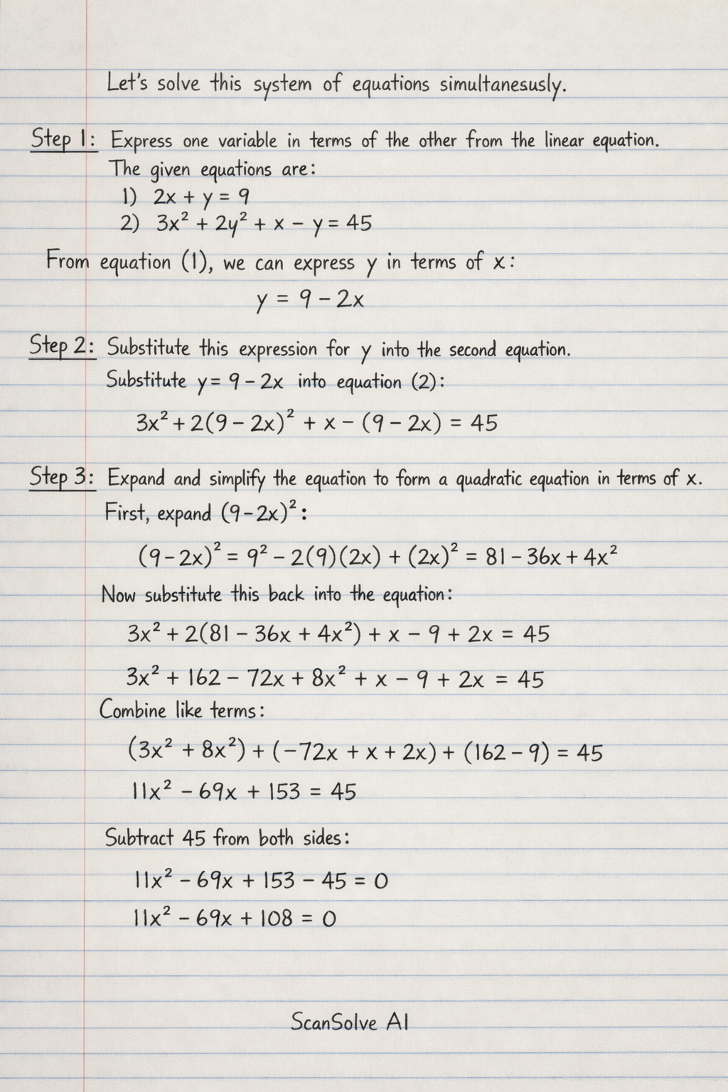 Handwritten step-by-step solution preview