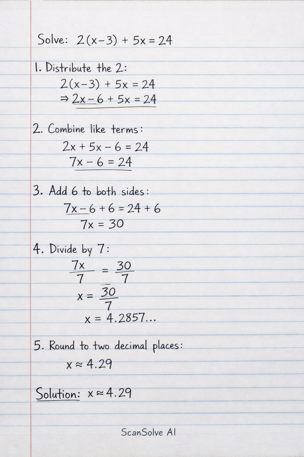 Handwritten step-by-step solution preview