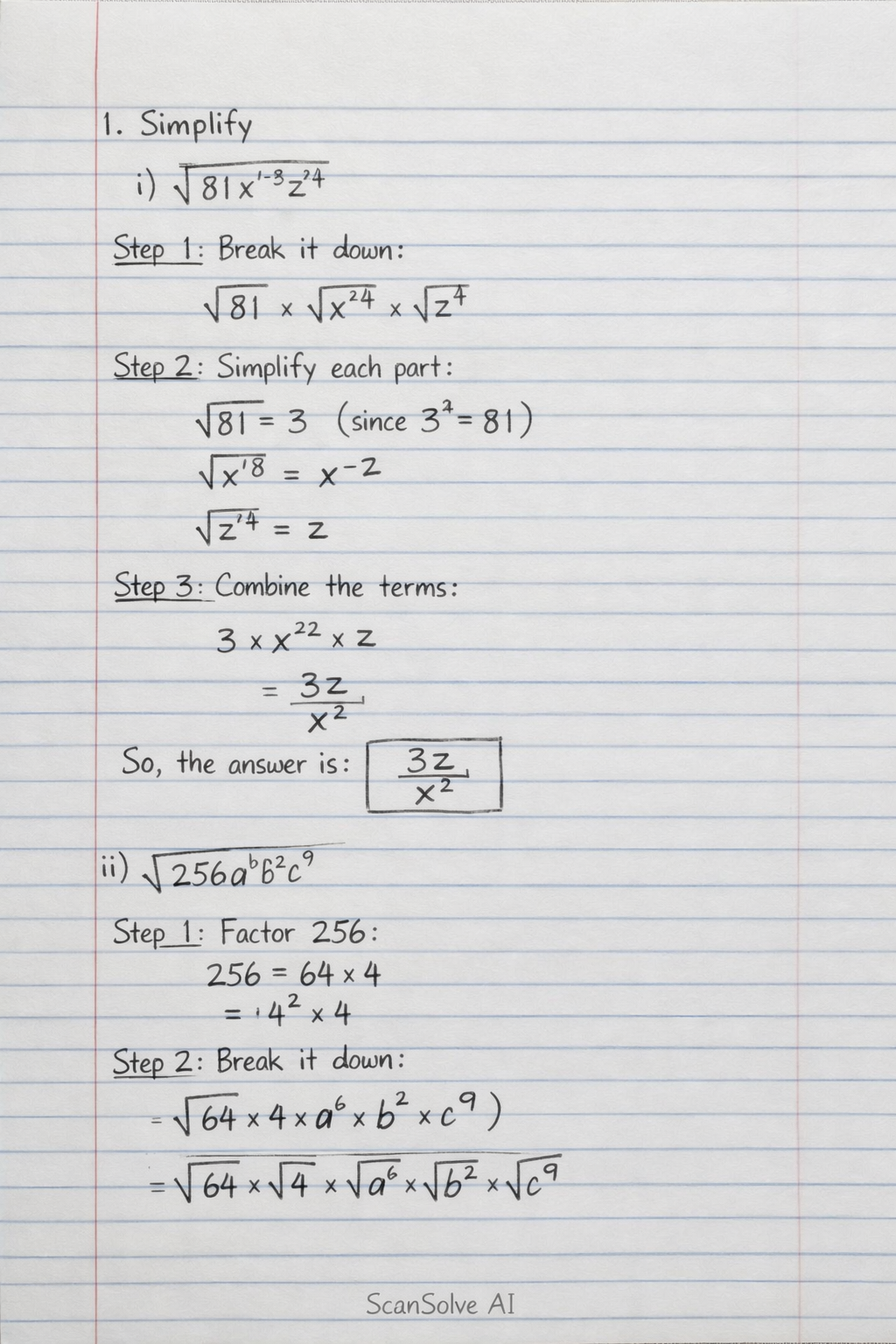 Handwritten step-by-step solution preview
