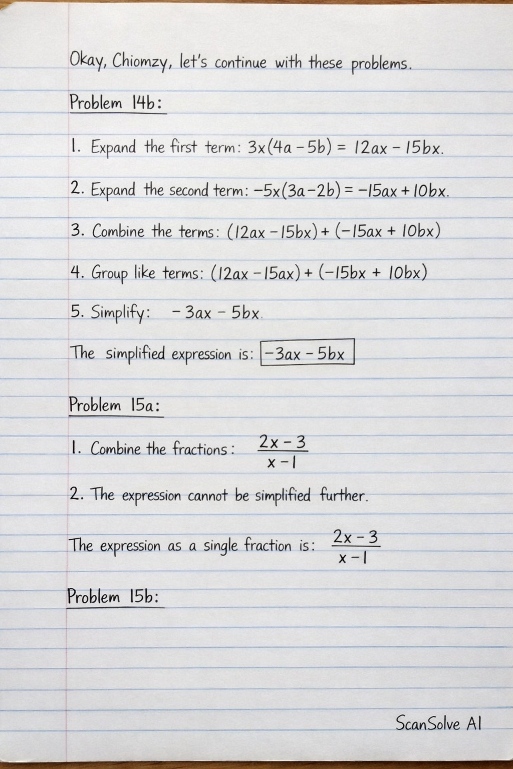 Handwritten step-by-step solution preview