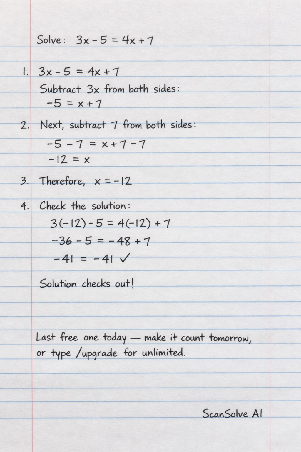 Handwritten step-by-step solution preview