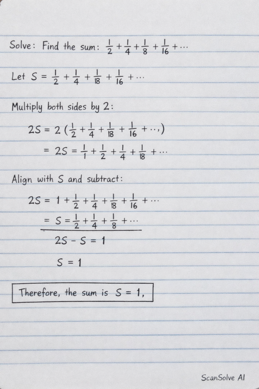 Handwritten step-by-step solution preview