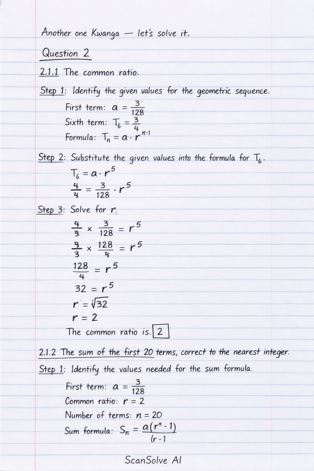 Handwritten step-by-step solution preview