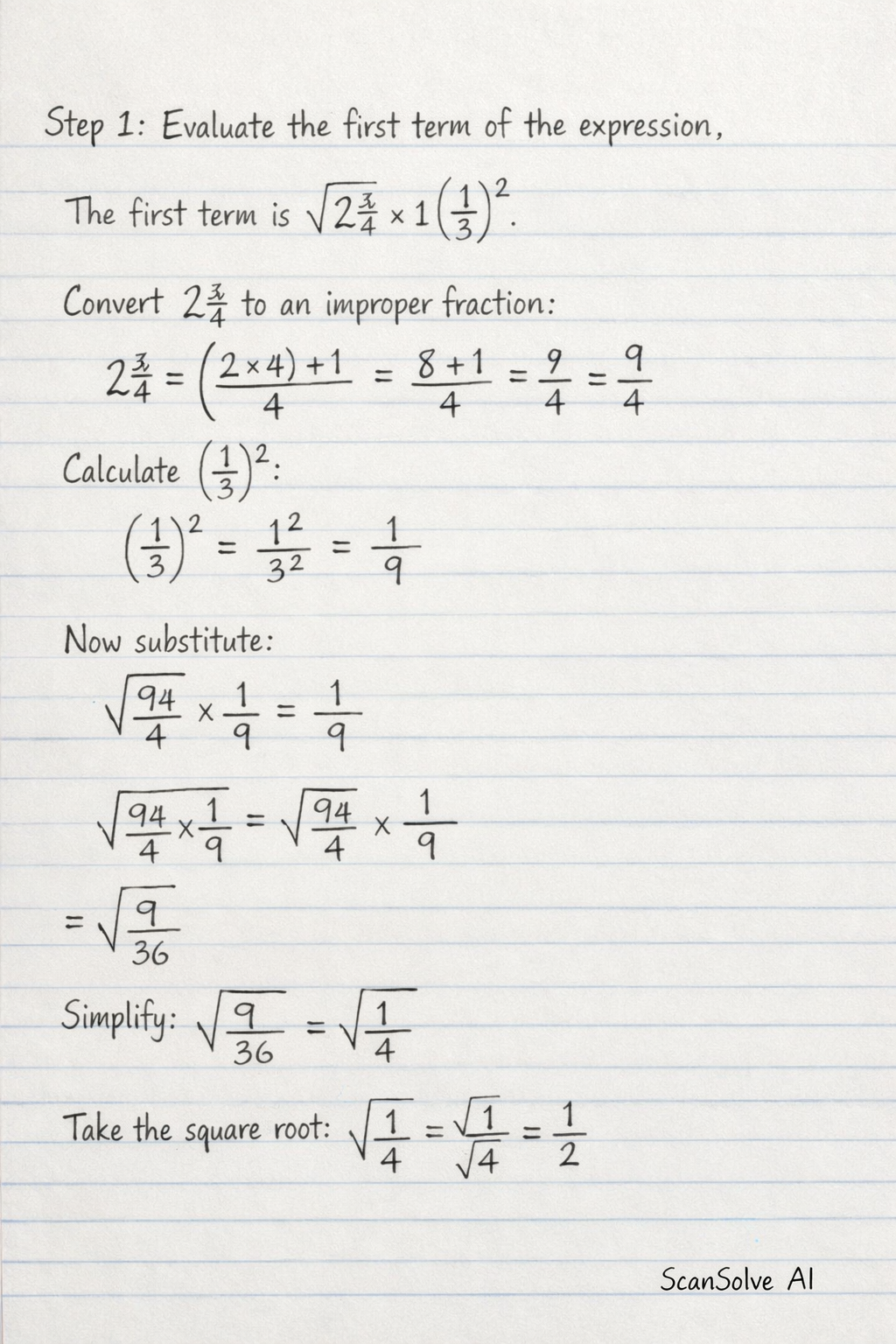 Handwritten step-by-step solution preview