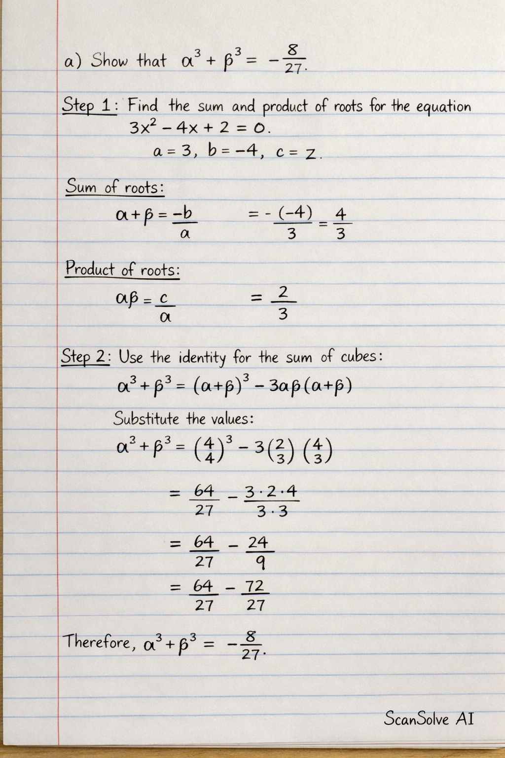 Handwritten step-by-step solution preview