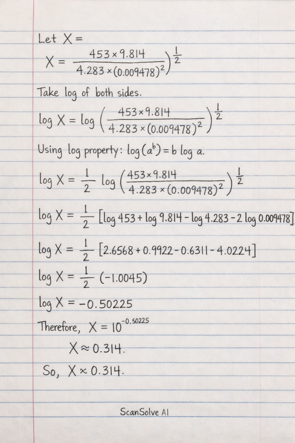 Handwritten step-by-step solution preview