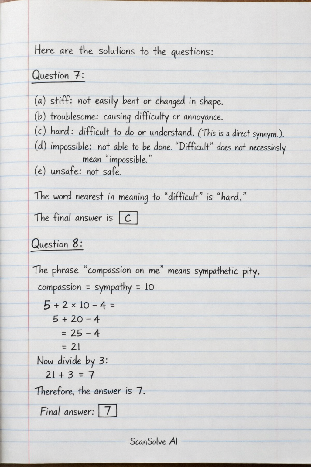 Handwritten step-by-step solution preview