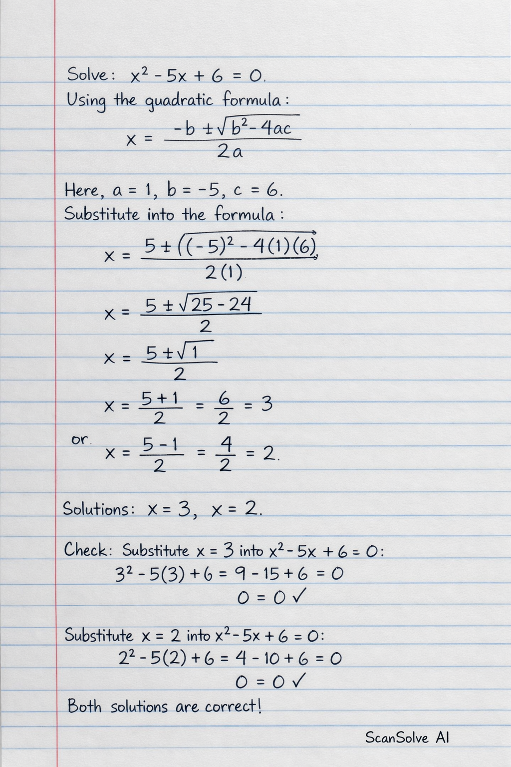Handwritten step-by-step solution preview