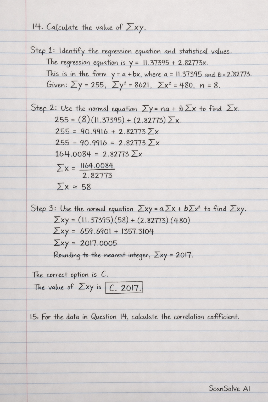 Handwritten step-by-step solution preview