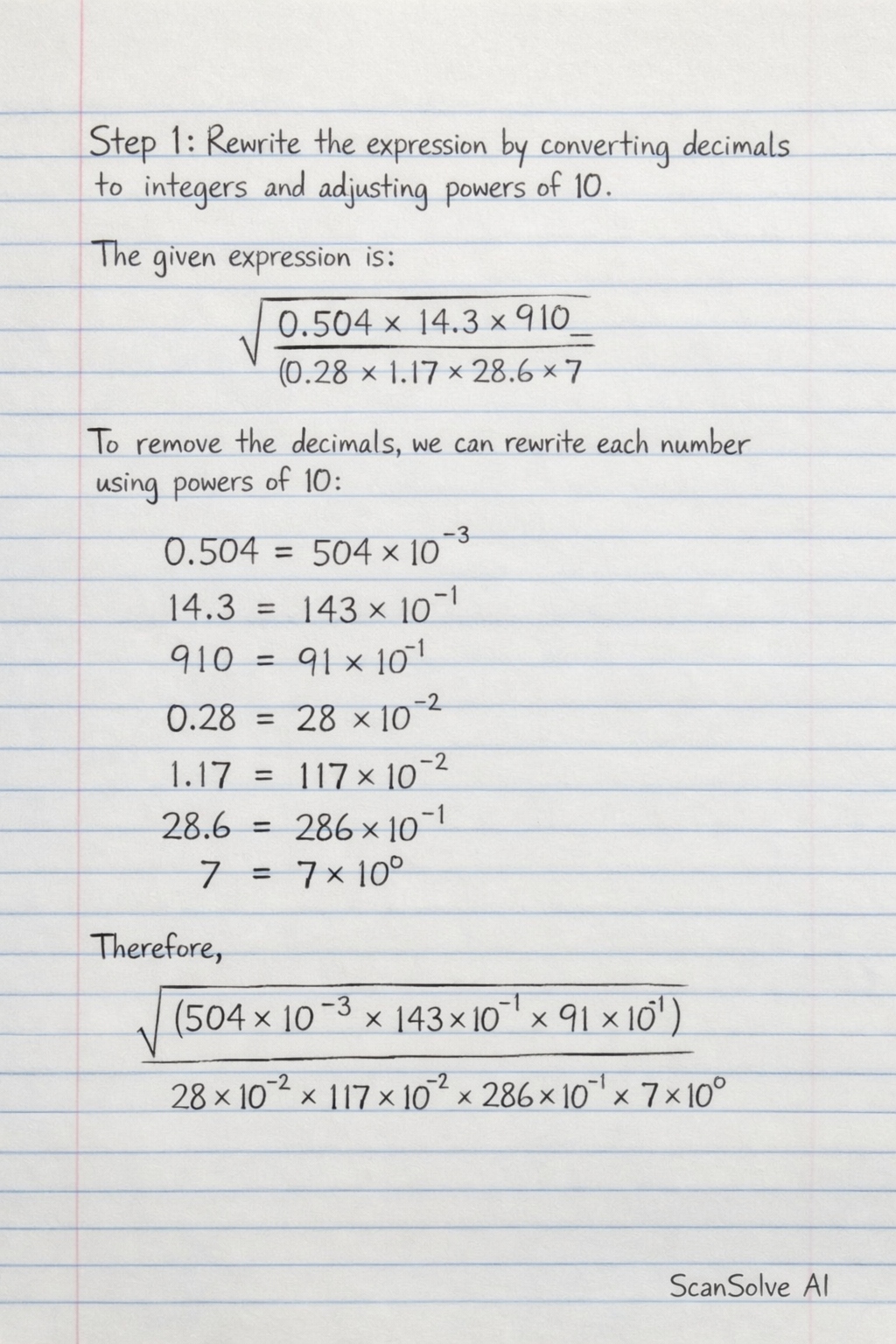 Handwritten step-by-step solution preview