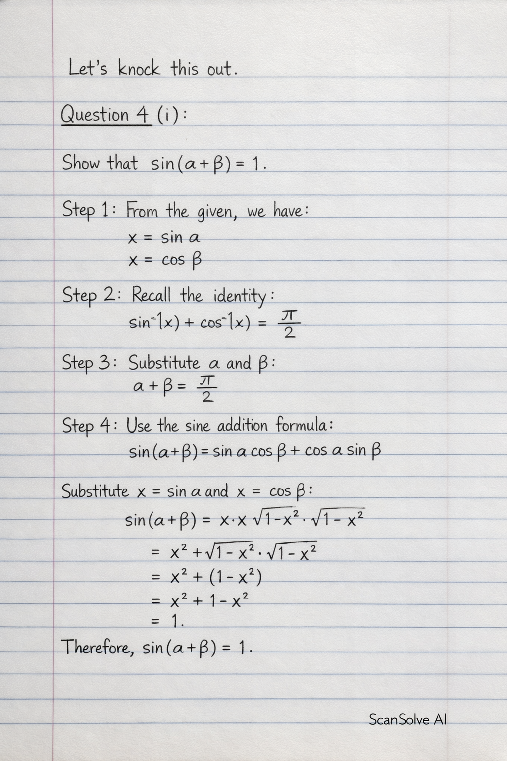 Handwritten step-by-step solution preview