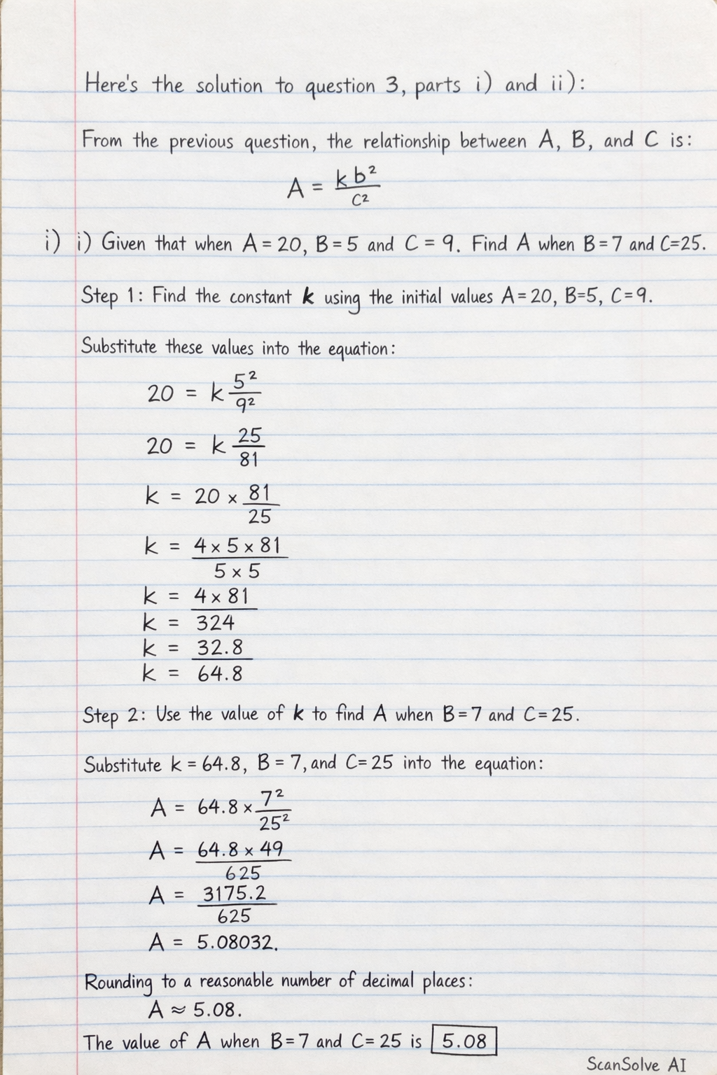 Handwritten step-by-step solution preview