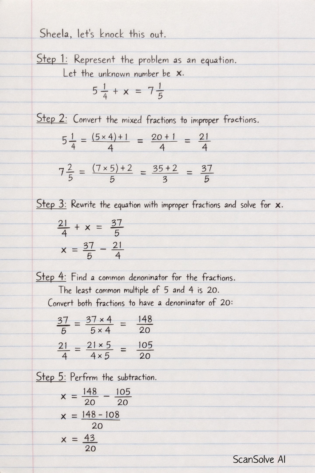 Handwritten step-by-step solution preview