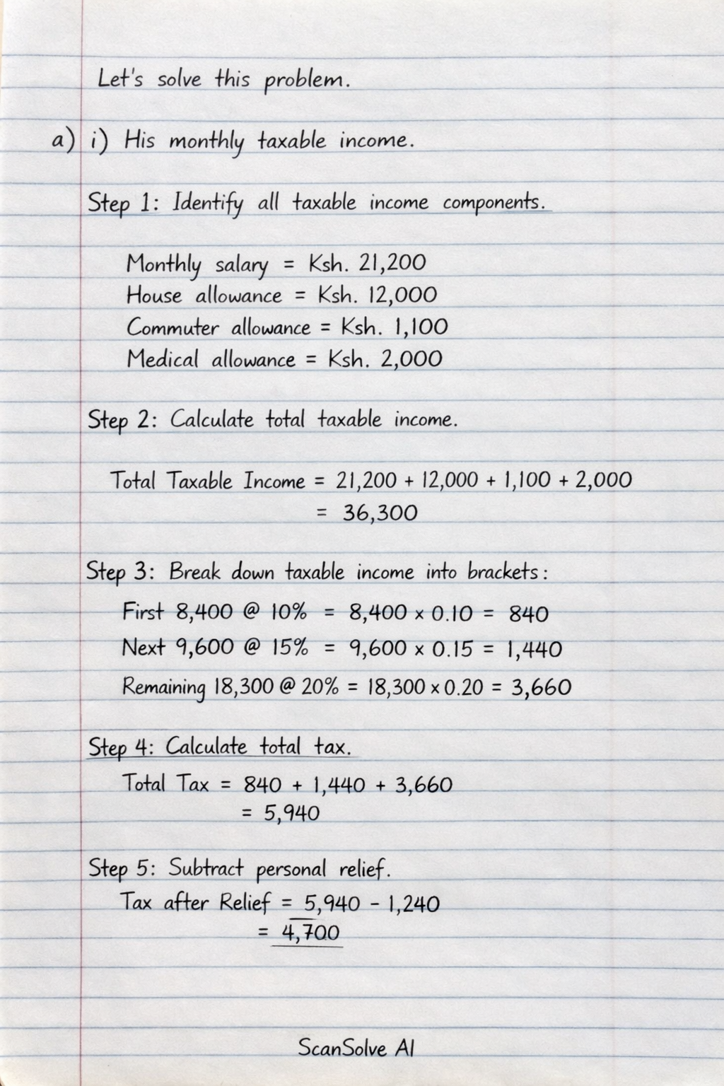 Handwritten step-by-step solution preview