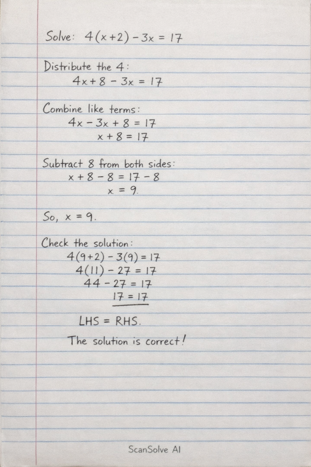 Handwritten step-by-step solution preview
