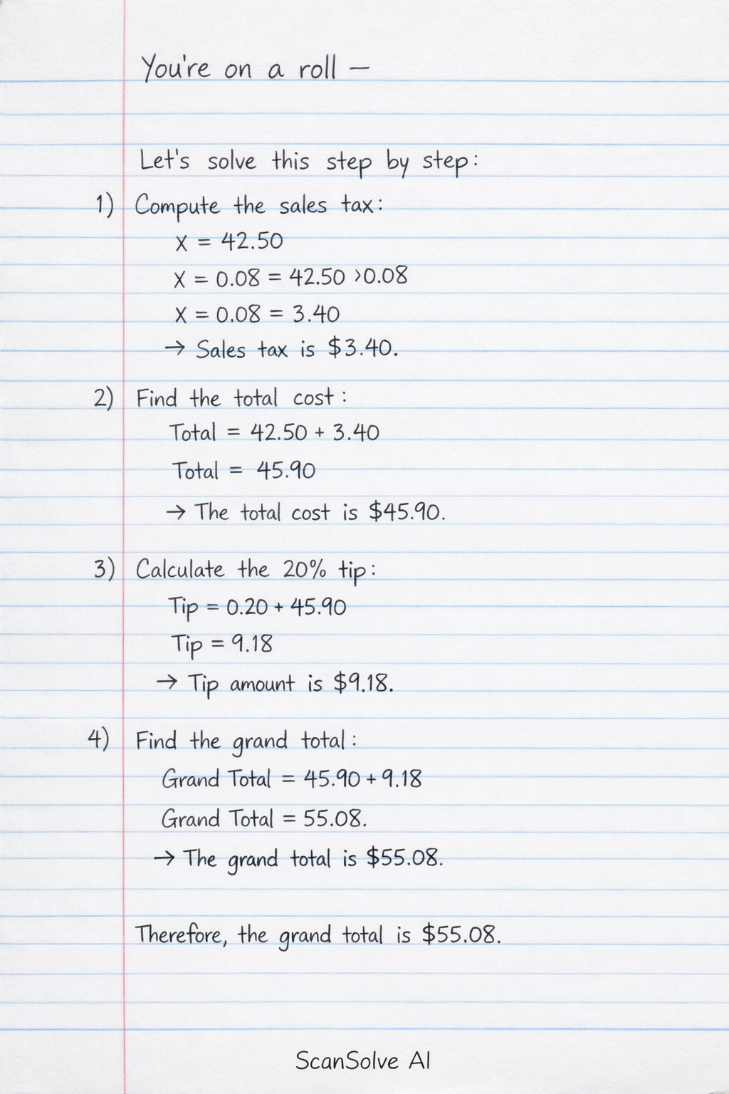 Handwritten step-by-step solution preview