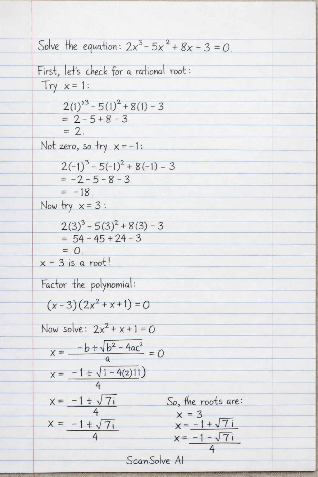 Handwritten step-by-step solution preview