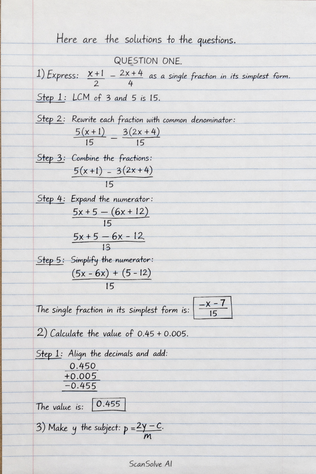 Handwritten step-by-step solution preview