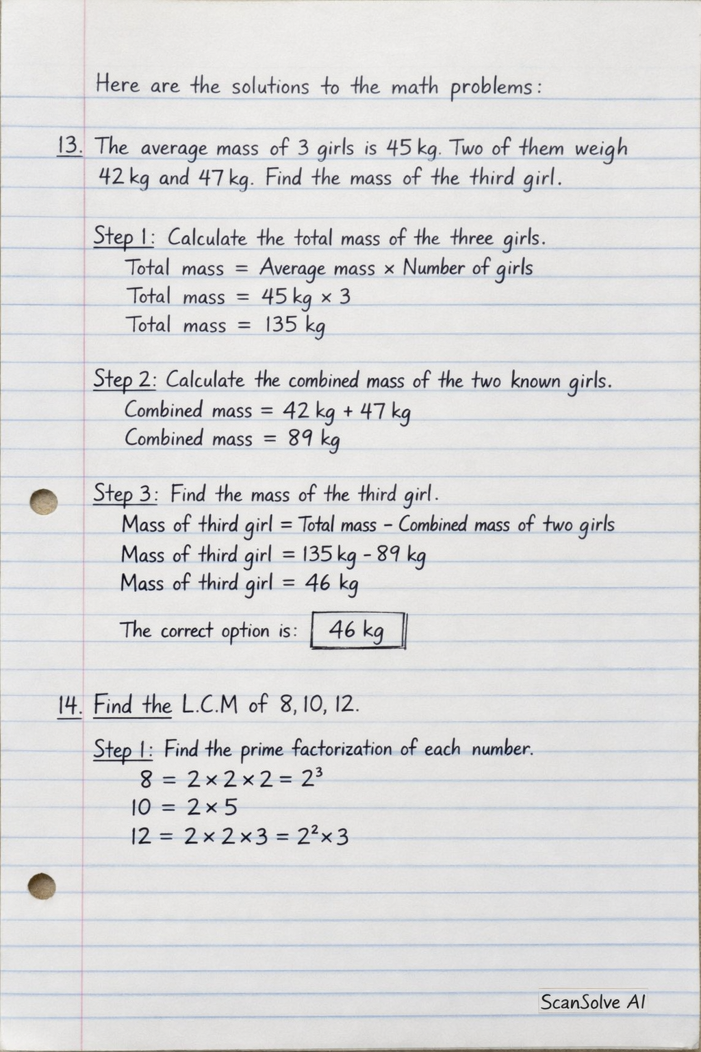 Handwritten step-by-step solution preview