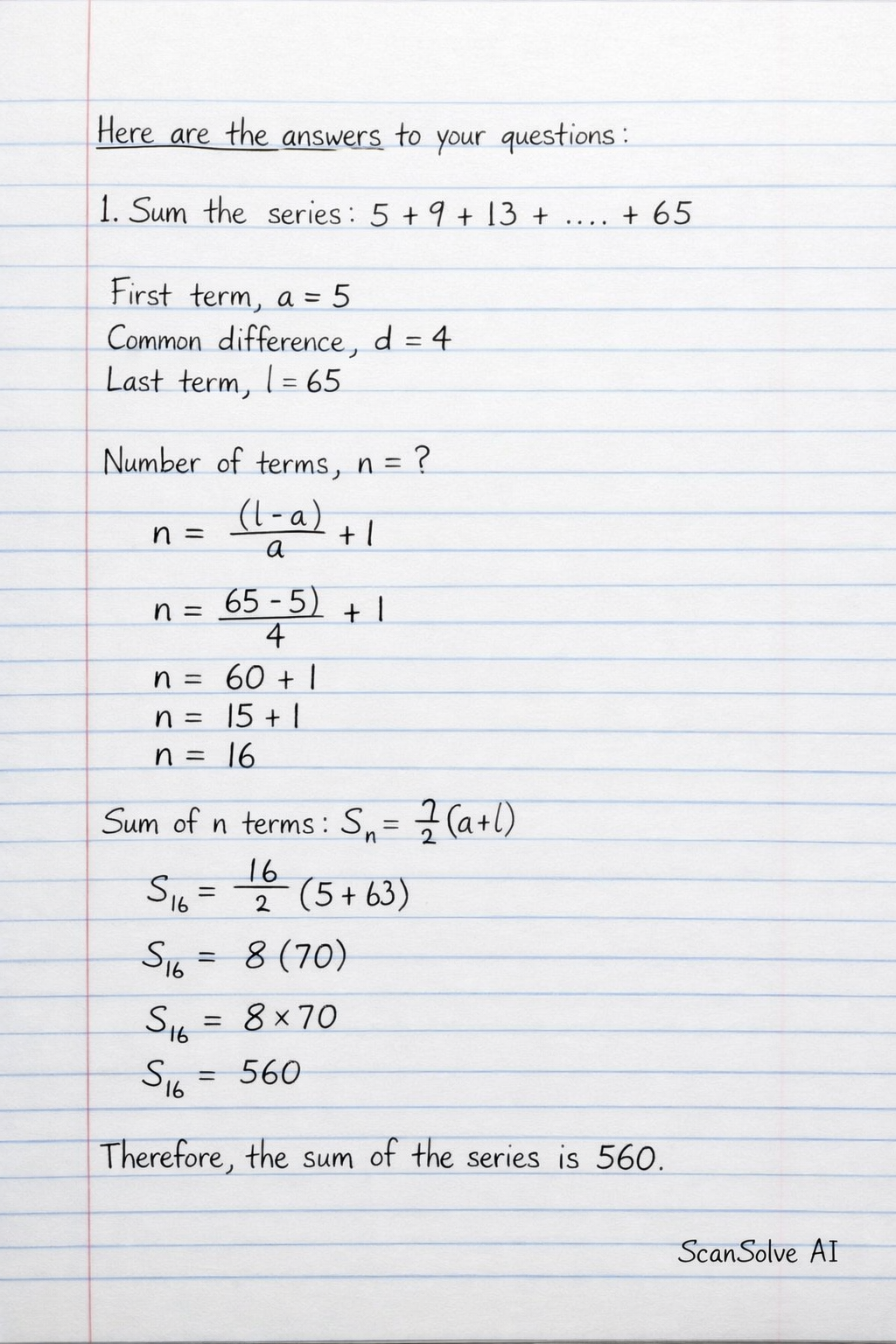 Handwritten step-by-step solution preview