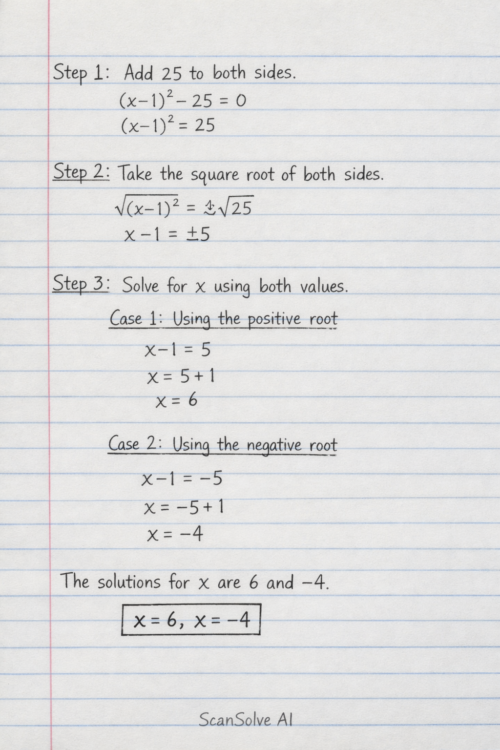 Handwritten step-by-step solution preview