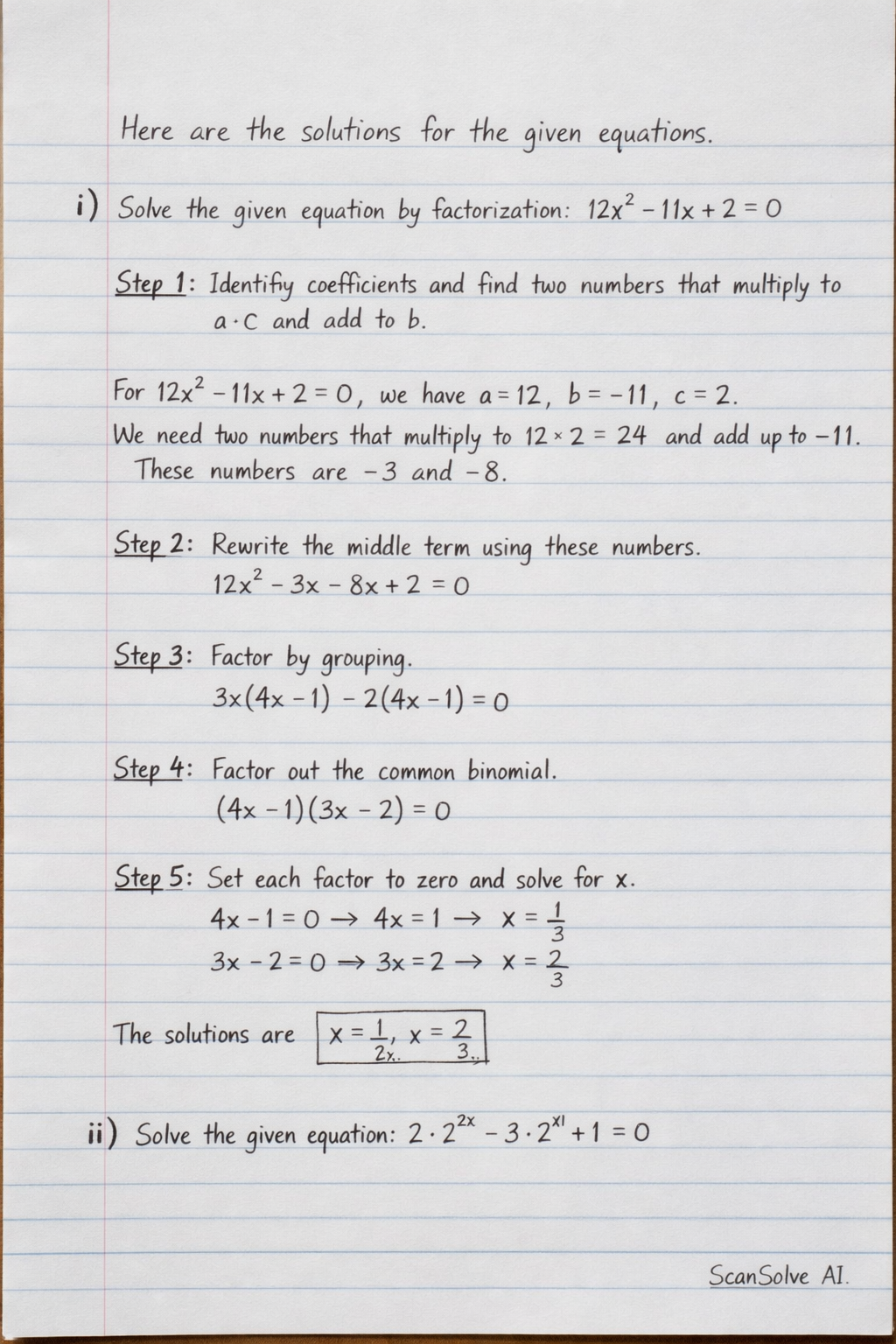 Handwritten step-by-step solution preview