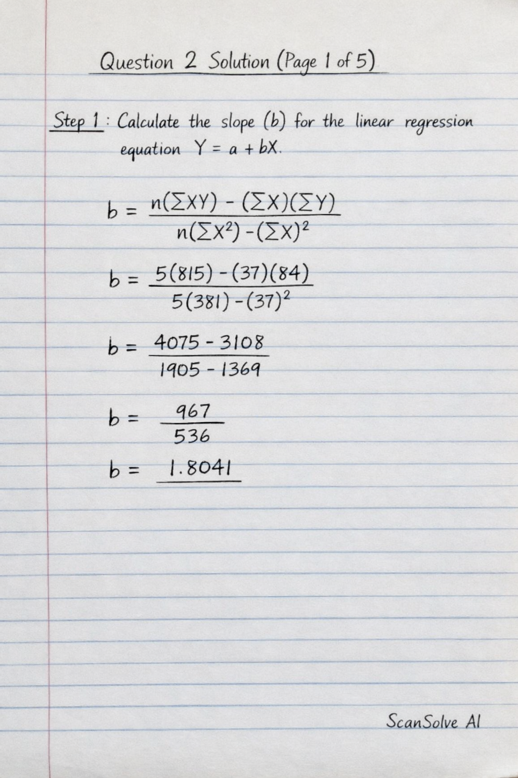 Handwritten step-by-step solution preview