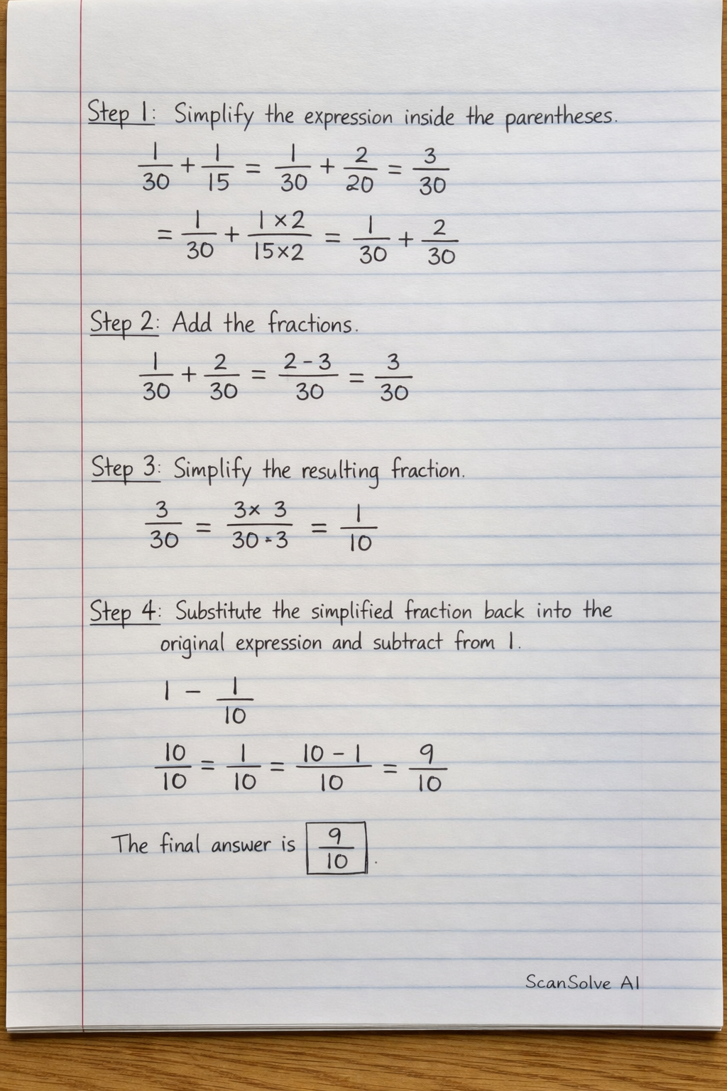 Handwritten step-by-step solution preview