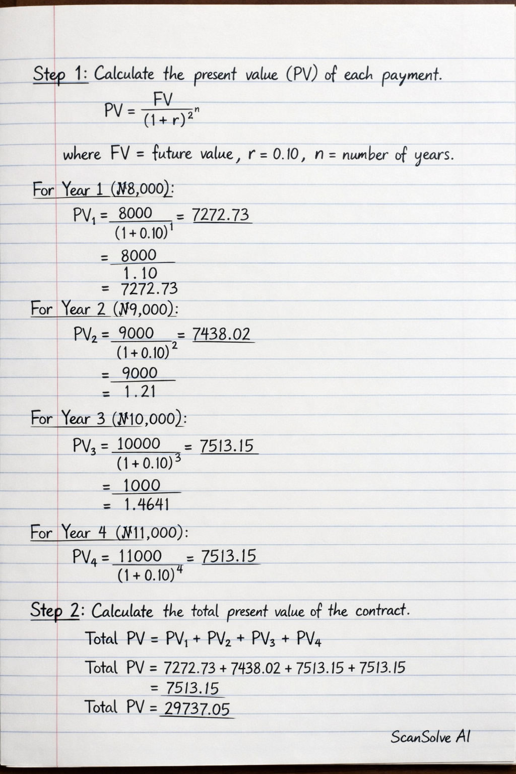 Handwritten step-by-step solution preview