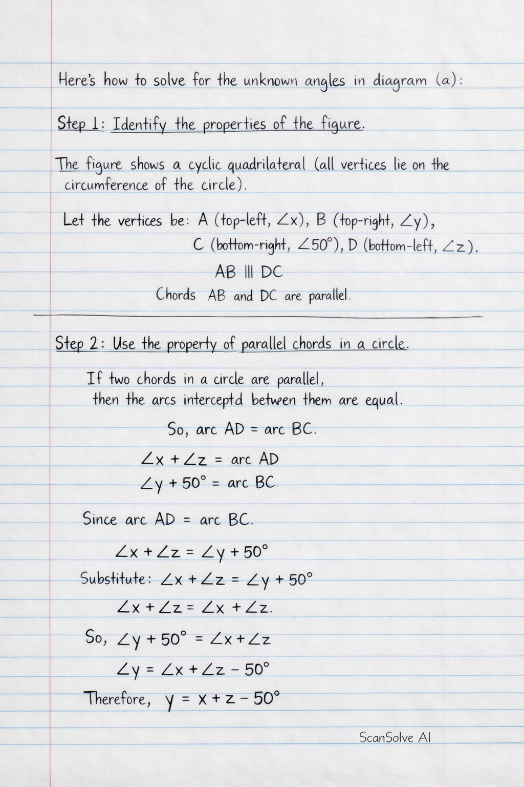 Handwritten step-by-step solution preview