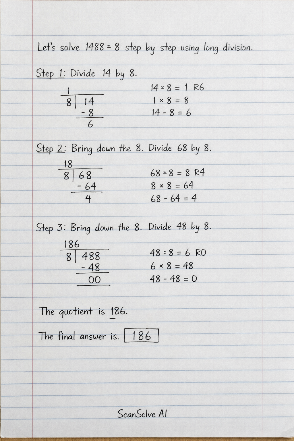 Handwritten step-by-step solution preview