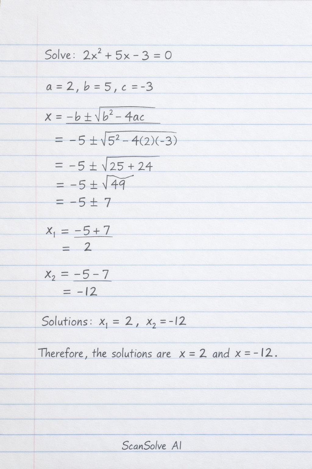 Handwritten step-by-step solution preview