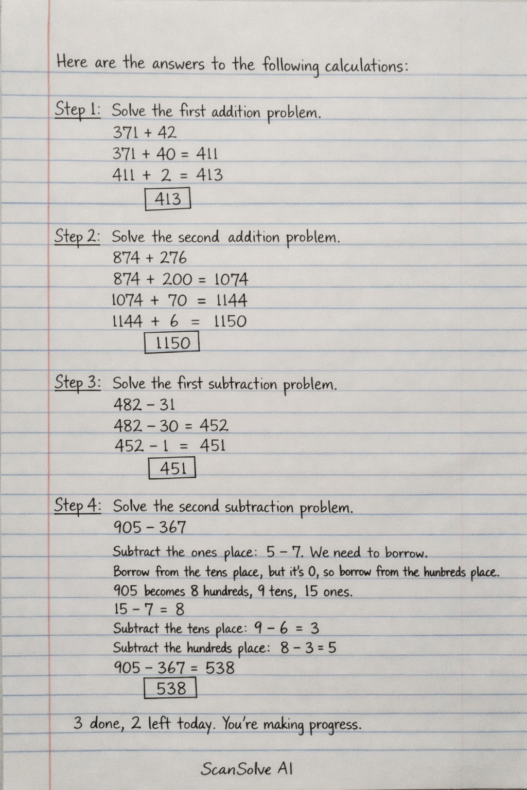 Handwritten step-by-step solution preview