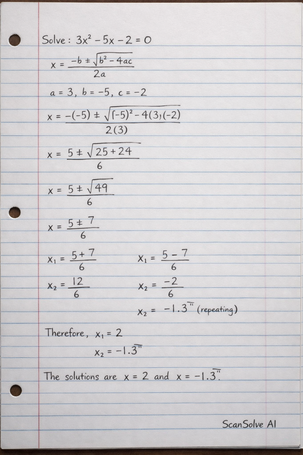 Handwritten step-by-step solution preview