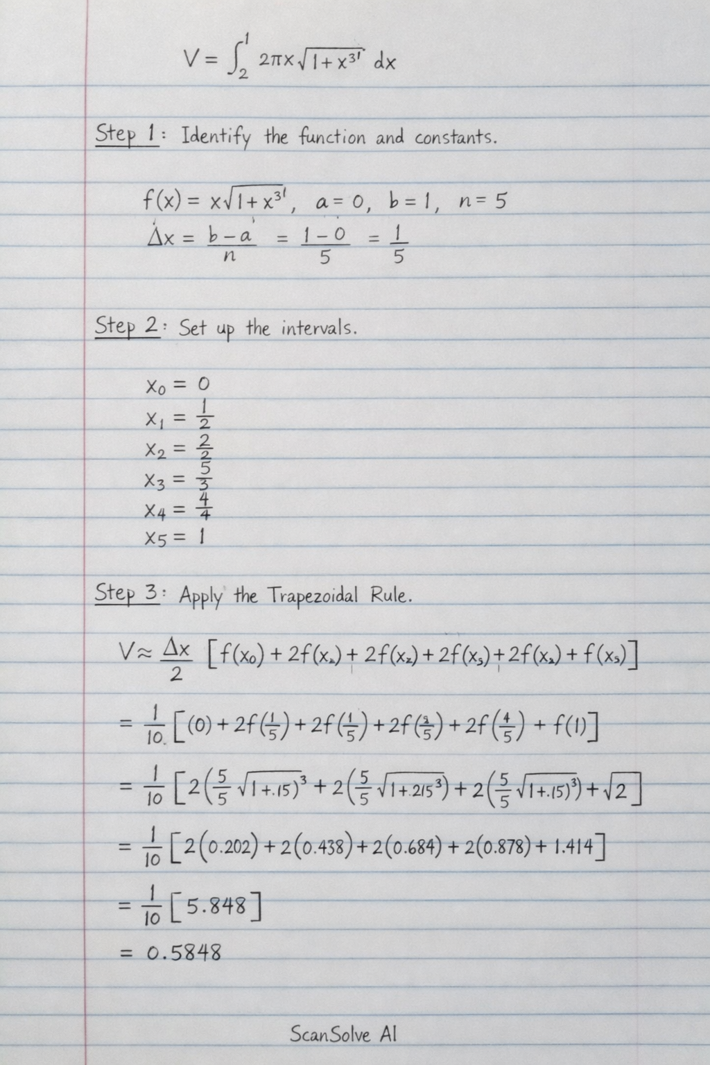 Handwritten step-by-step solution preview