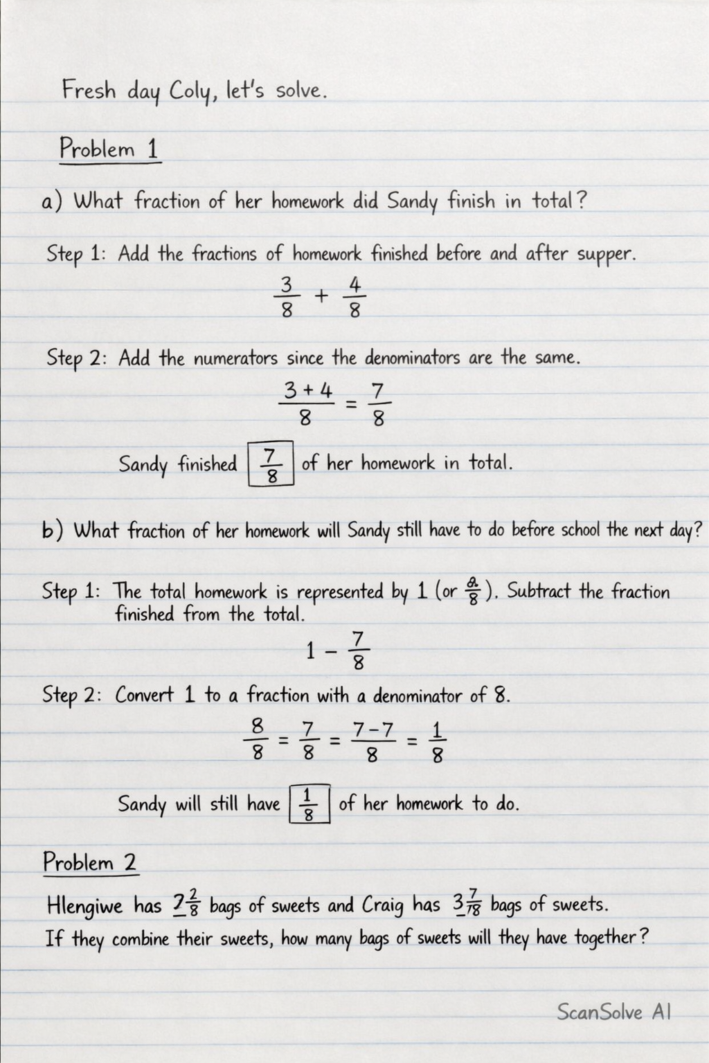 Handwritten step-by-step solution preview