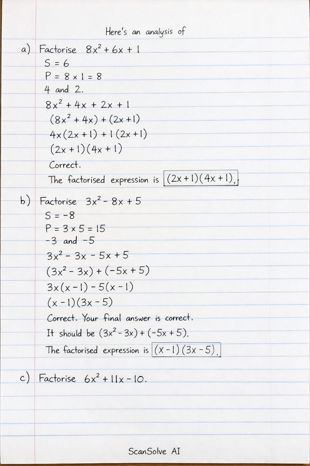 Handwritten step-by-step solution preview