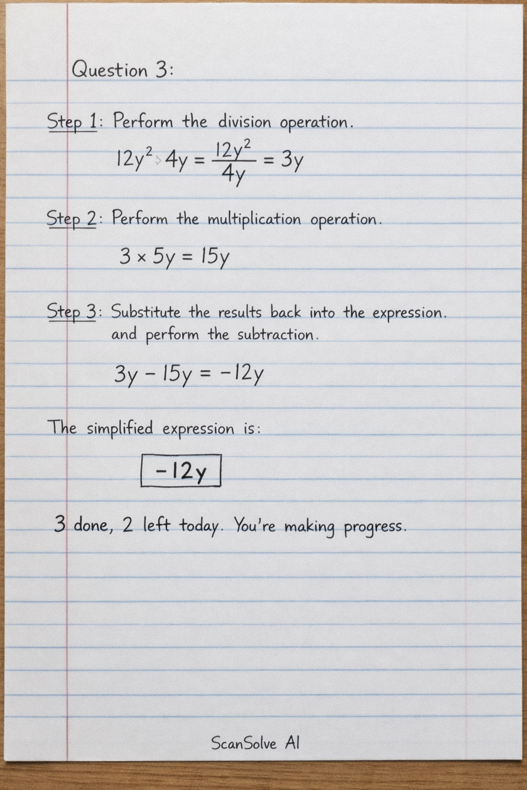 Handwritten step-by-step solution preview