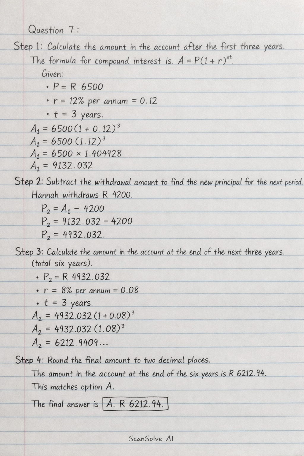 Handwritten step-by-step solution preview