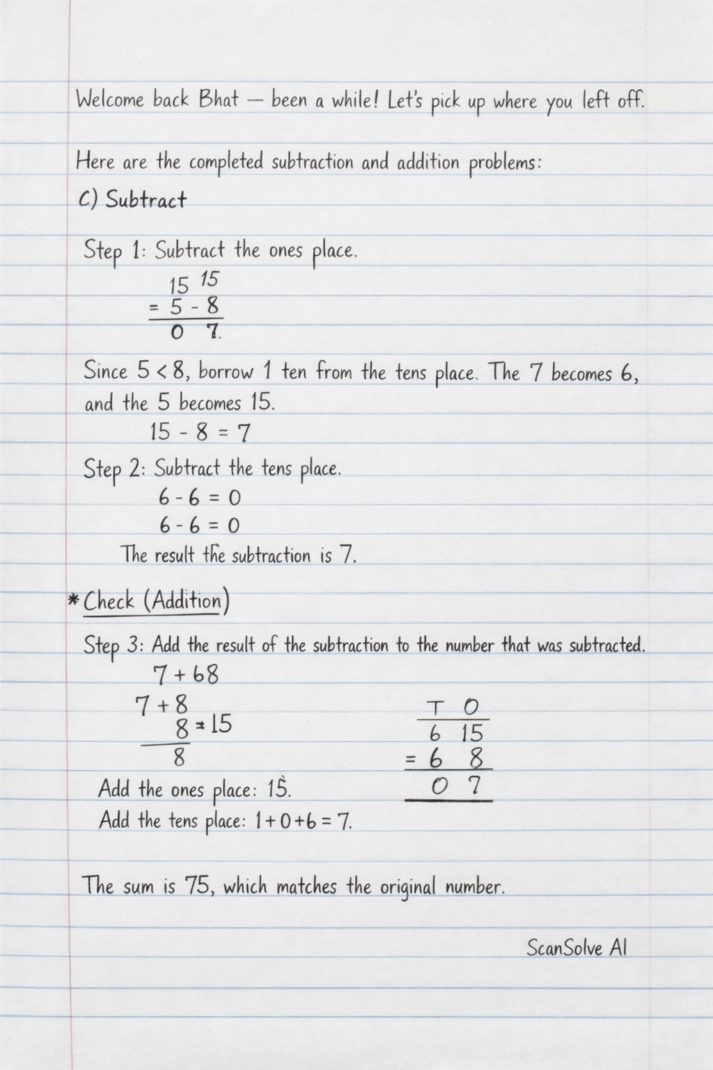 Handwritten step-by-step solution preview