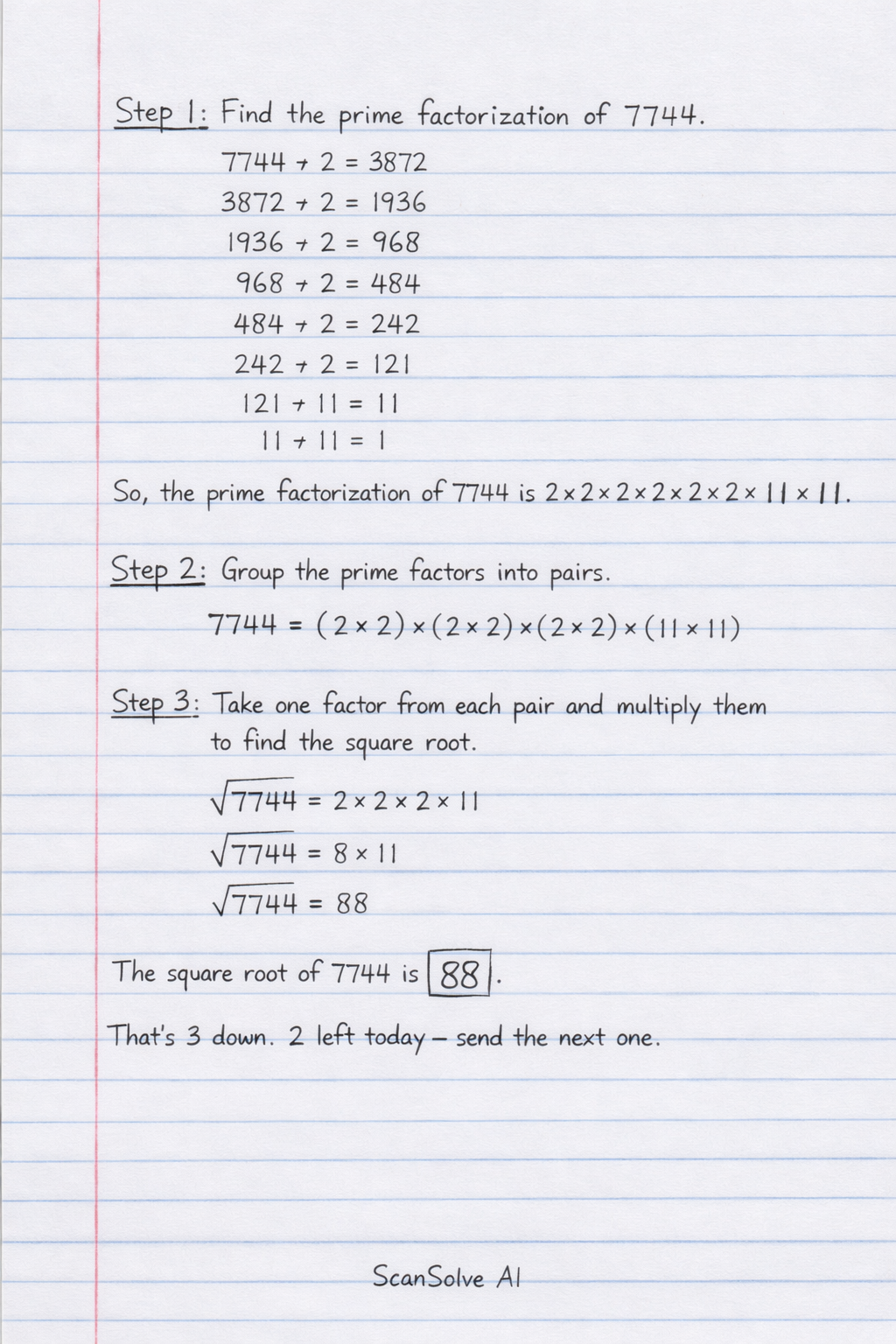 Handwritten step-by-step solution preview