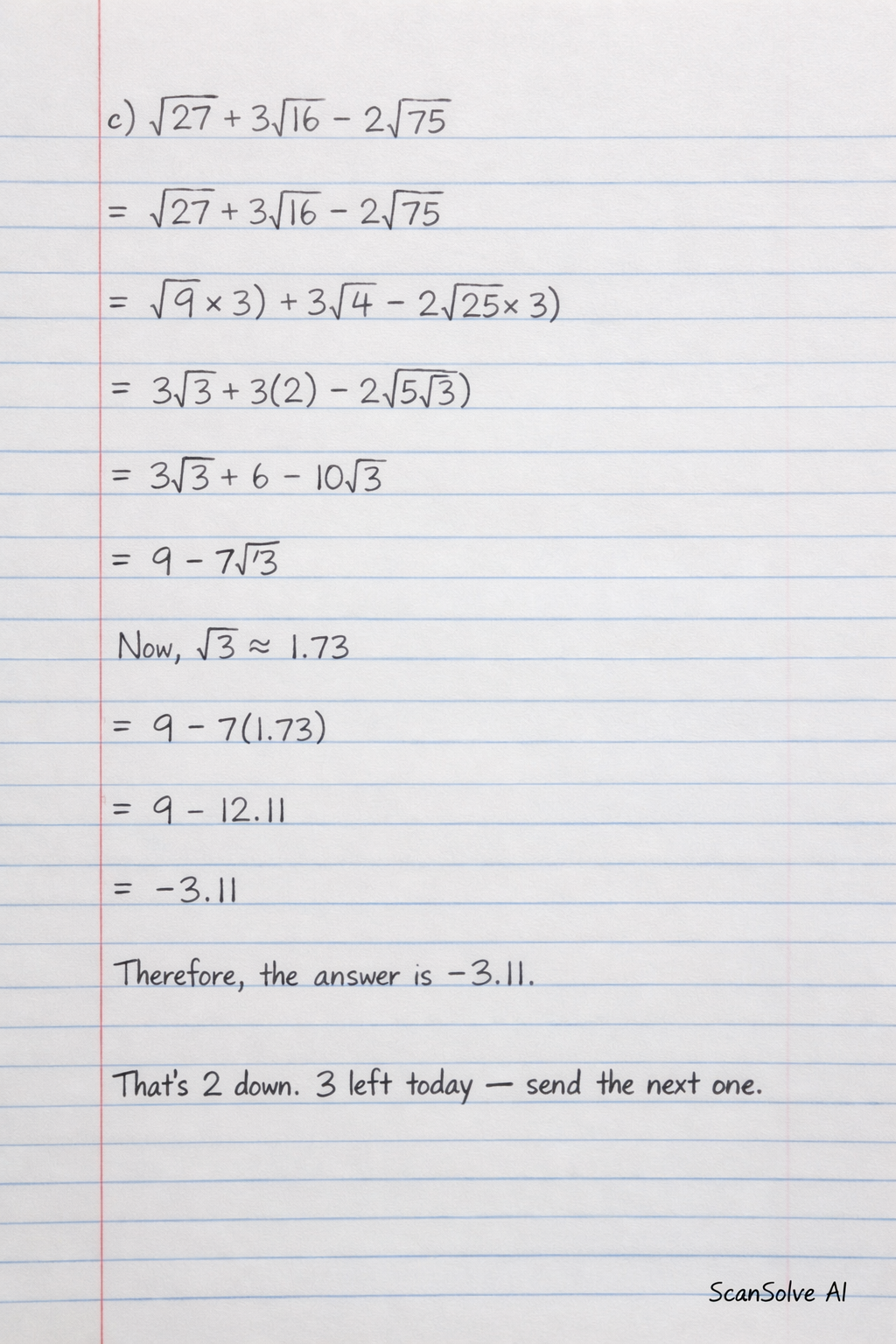 Handwritten step-by-step solution preview